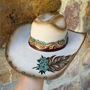 New Cody James 5x Hand burned and painted by me Sz 71/4